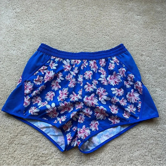 Zelos Women's Blue Floral Athletic Shorts w/ Lining - Size L - EUC - Picture 1 of 8
